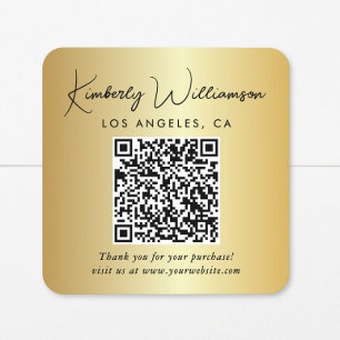 Elegante Script QR Code Gouden Bedankt Vierkante Sticker