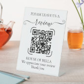 Elegante Script QR Code Review Reclamebord Met Voetstuk (Insitu)