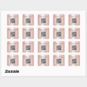 Elegante Script QR Code Roze Goud Bedankt Vierkante Sticker (Vel)