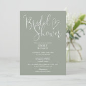 Elegante Script QR Code Sage Groene Bruiloft Kaart (Staand voorkant)