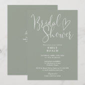 Elegante Script QR Code Sage Groene Bruiloft Kaart (Voorkant / Achterkant)