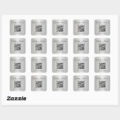 Elegante Script QR Code Zilveren Bedankt Vierkante Sticker (Vel)