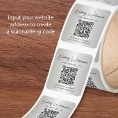 Elegante Script QR Code Zilveren Bedankt Vierkante Sticker