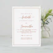 Elegante Script Rand 40e Verjaardagsfeest Luxe Folie Uitnodiging (Staand Voorkant)