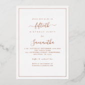 Elegante script rand 50ste verjaardagsfeest luxe folie uitnodiging (Voorkant)