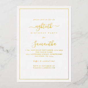 Elegante Script Rand 80ste Verjaardagsfeest Luxe Folie Uitnodiging