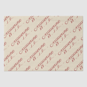 Elegante script rode naam tan tissuepapier