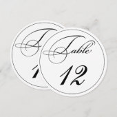 Elegante script ronde tafel nummertjes kaart (Voorkant / Achterkant)