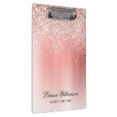 Elegante Script Roze Goud Glitter Schoonheidssalon Klembord (Rechts)