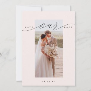 Elegante script Save Our Date foto Kaart