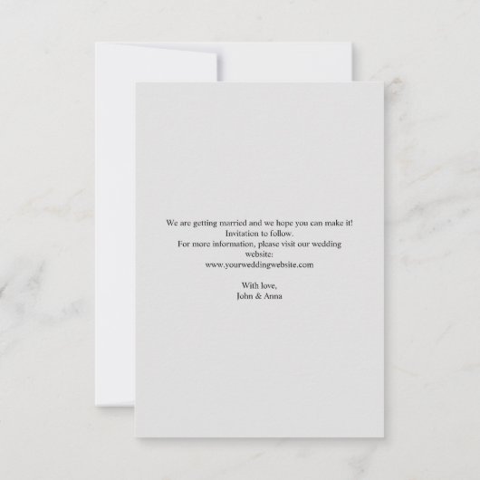 Elegante Script Save the Date Aankondigingskaart (Achterkant)