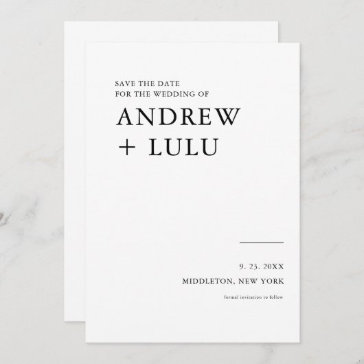 Elegante Script Save-the-Date Aankondigingskaart Save The Date (Voorkant / Achterkant)