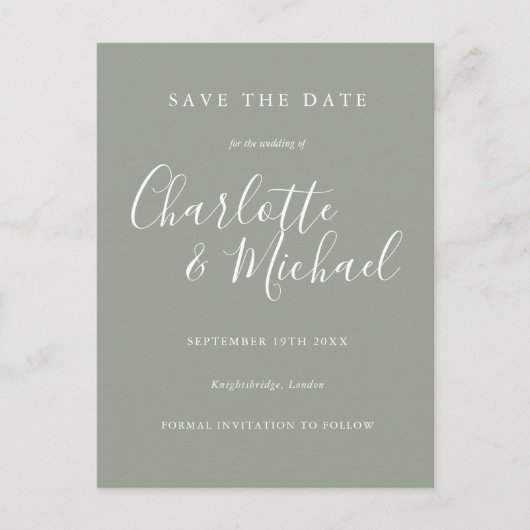 Elegante Script Save the Date Briefkaart (Voorkant)