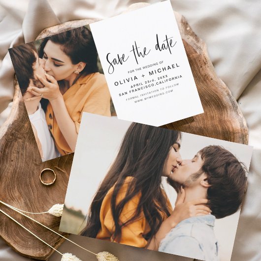 Elegante Script Save the Date Foto Minimalistisch