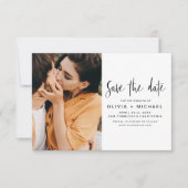 Elegante Script Save the Date Foto Minimalistisch (Voorkant)