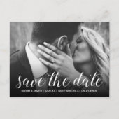 Elegante Script Save the Date Verlovingsfoto Aankondigingskaart (Voorkant)