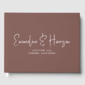 Elegante Script Serif Custom Espresso Wedding Gastenboek (Voorkant)