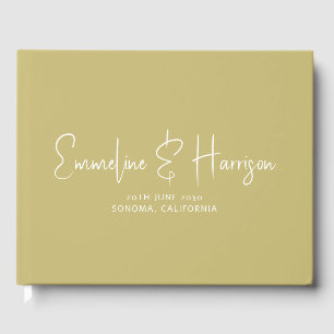 Elegante Script Serif Custom Moss Green Wedding Gastenboek