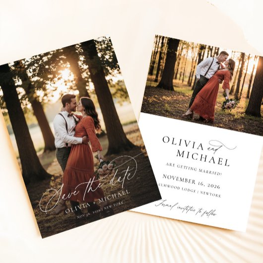 Elegante Script Simpele Trouwfoto Save The Date