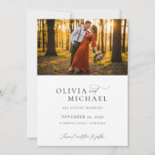 Elegante Script Simpele Trouwfoto Save The Date (Achterkant)