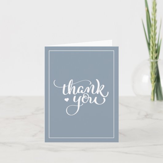 Elegante Script Stofblauw Bedankkaart (Voorkant)