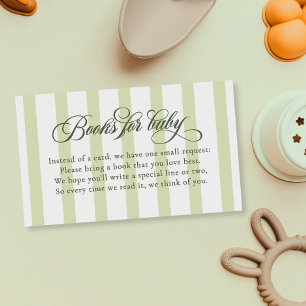 Elegante Script Strepen Baby Shower Boeken Voor Ba Informatiekaartje