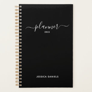 Elegante Script Swashes Wekelijks Maandelijks Zwar Planner