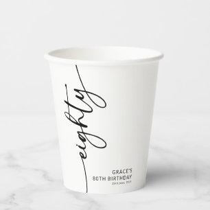 Elegante Script Tachtig 80ste Verjaardag Papieren Bekers