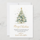 Elegante Script Tree Non Photo Christmas-Kaarten Feestdagenkaart (Voorkant)