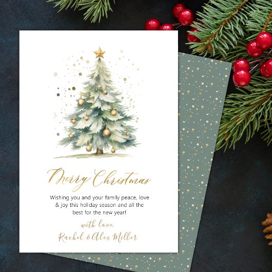 Elegante Script Tree Non Photo Christmas-Kaarten Feestdagenkaart