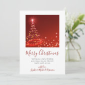 Elegante Script Tree Red Non Photo Christmas Feestdagenkaart (Staand voorkant)