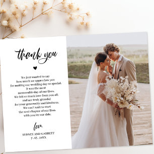 Elegante Script Trouwfoto Bedankkaart Briefkaart