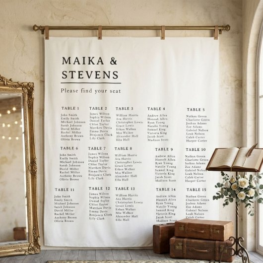 Elegante script trouwtafel zitplaats chart foam wandkleed