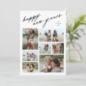 Elegante Script Typografie 7 Foto Nieuwjaar Feestdagenkaart (Staand voorkant)