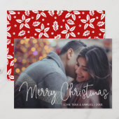 Elegante Script Typografie Foto Modern Kerstmis Feestdagenkaart (Voorkant / Achterkant)