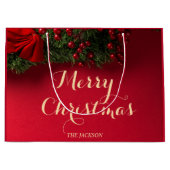 Elegante Script Typografie Kerstvakantie Groot Cadeauzakje (Voorkant)