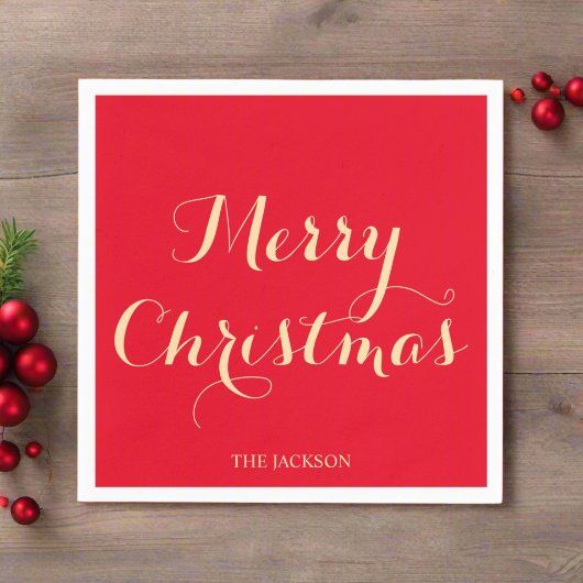 Elegante Script Typografie Merry Christmas Red Servet