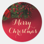 Elegante Script Typografie Red Merry Christmas Ronde Sticker (Voorkant)