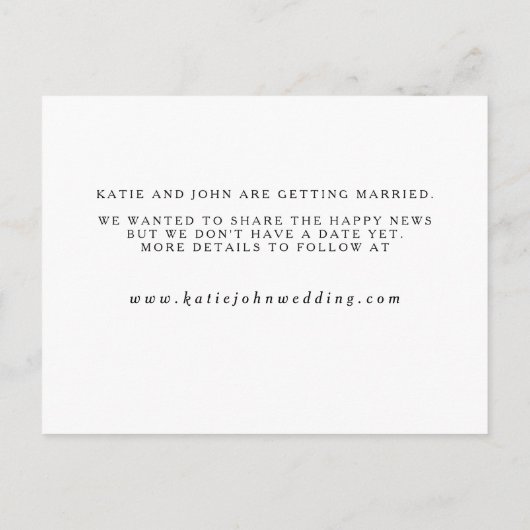 Elegante Script Verloving Foto Aankondiging (Achterkant)