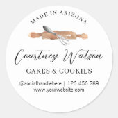 Elegante script waterverf garde bakkerij catering ronde sticker (Voorkant)