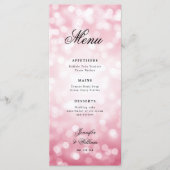 Elegante Script Wedding Blush Pink Bokeh Lights Menu (Voorkant)
