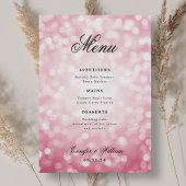 Elegante Script Wedding Blush Pink Bokeh Lights Menu