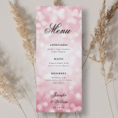 Elegante Script Wedding Blush Pink Bokeh Lights Menu
