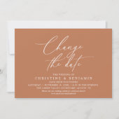 Elegante Script Wijzig de Datum Huwelijk Uitgestel Kaart (Voorkant)