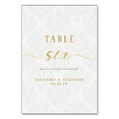 Elegante Script Wit Kanten Goud 6 Zes Trouwfeest Kaart (Achterkant)