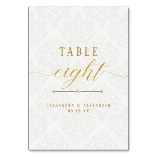 Elegante Script Wit Kanten Goud 8 Acht Trouw Kaart