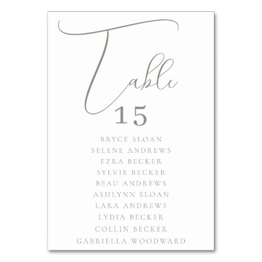 Elegante script zitplaatsen kaart (Voorkant)