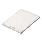 Elegante script zwart en ivoor monogram rand notitieblok (Gedraaid)