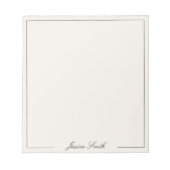 Elegante script zwart en ivoor monogram rand notitieblok (Voorkant)