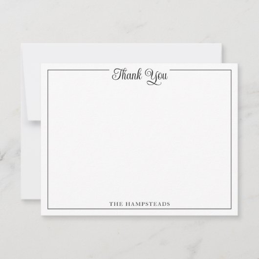 Elegante Script Zwart & Wit Bedankt Briefpapier (Voorkant)